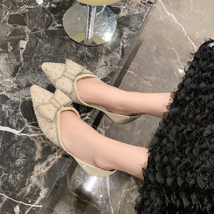 Damen elegante Ballerinas mit funkelndem Schleifendetail R&B