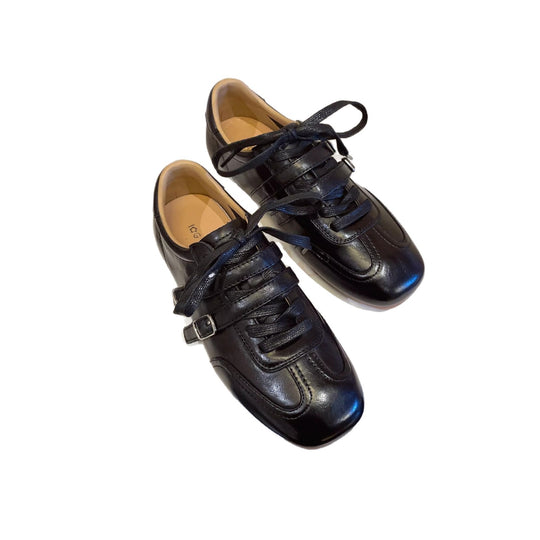 Damen modische Schnürschuhe mit glänzender Lederoberfläche und eleganten Akzenten R&B