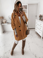 Damen Oversize Wollmantel R&B
