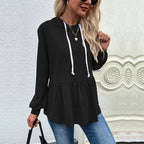 Damen lässiger Hoodie mit Rüschendetail und Kordelzug R&B