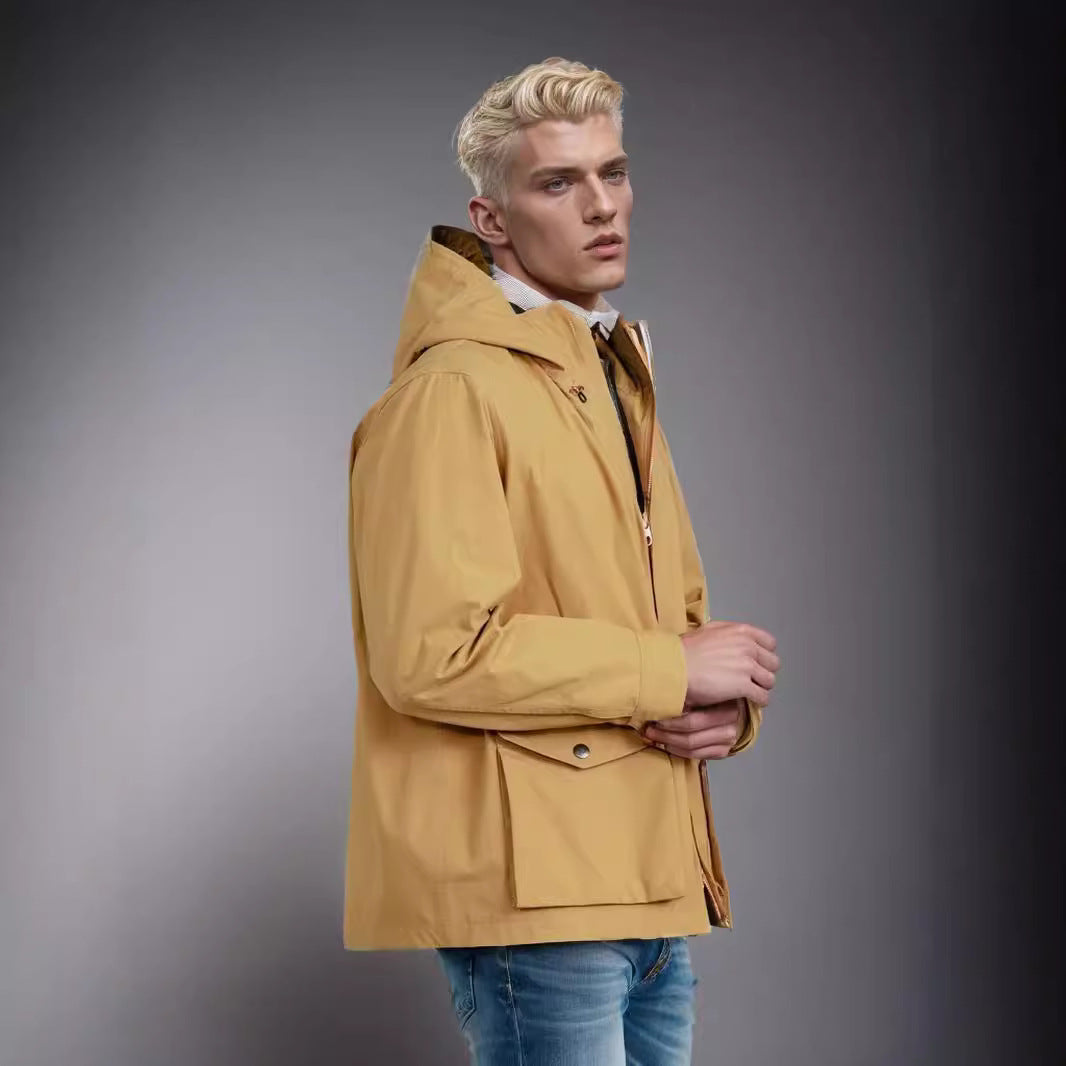 Herren Outdoormantel mit abnehmbarer Kapuze R&B