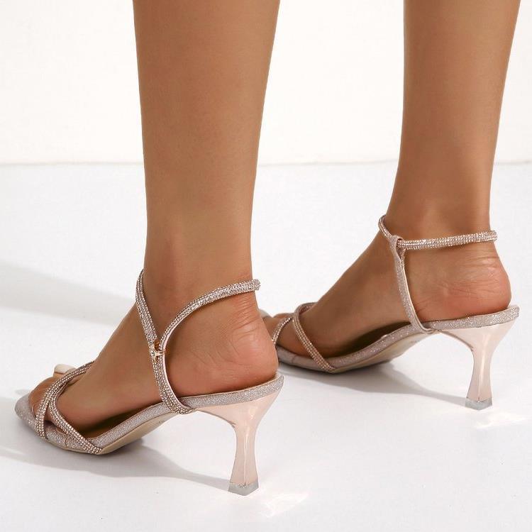 Damen elegante Sandalen mit funkelnder Strassverzierung R&B