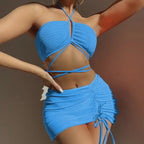 Damen Cropped Top mit verspieltem Wickelrock R&B