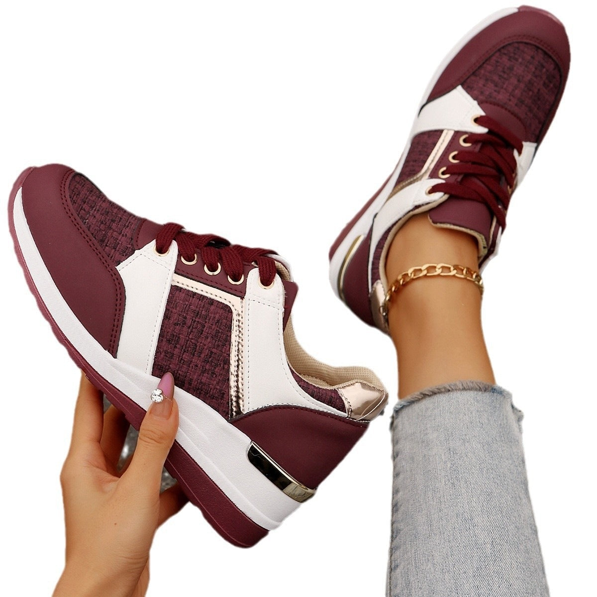 Damen Sportliche Lifestyle Sneakers mit atmungsaktivem Obermaterial und modischen Akzenten R&B