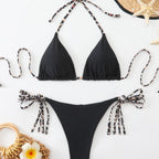 Damen Triangel-Bikini-Set mit kreativem Bindesystem und hohem Beinausschnitt R&B