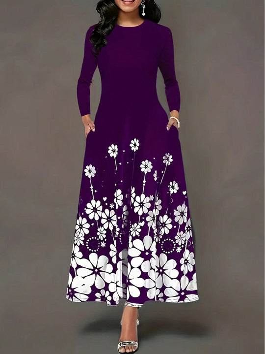 Damen Maxikleid mit floralen Mustern und praktischen Taschen R&B