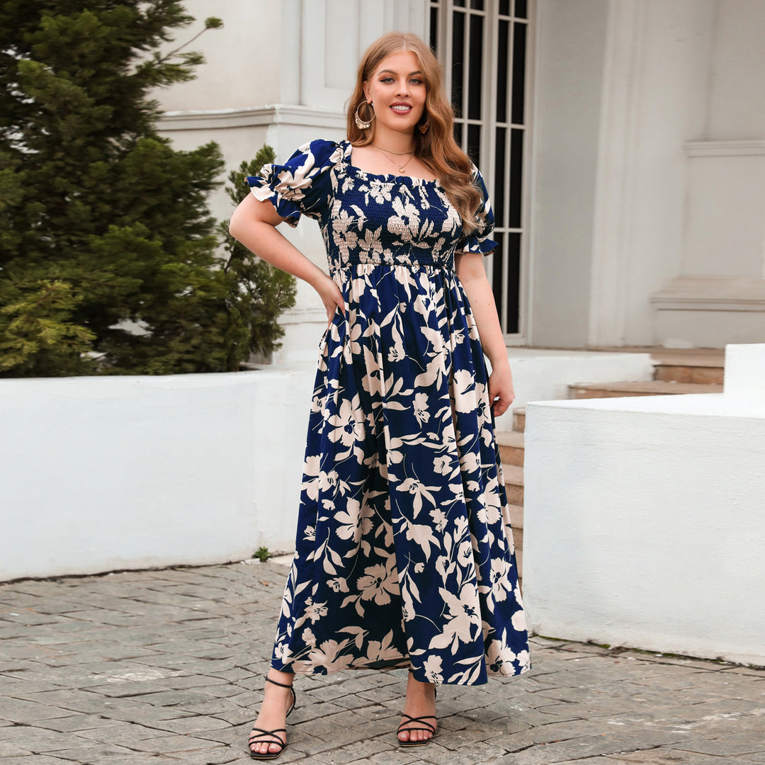 Damen Sommerliches Maxikleid mit romantischem Blumenmuster und Puffärmeln R&B