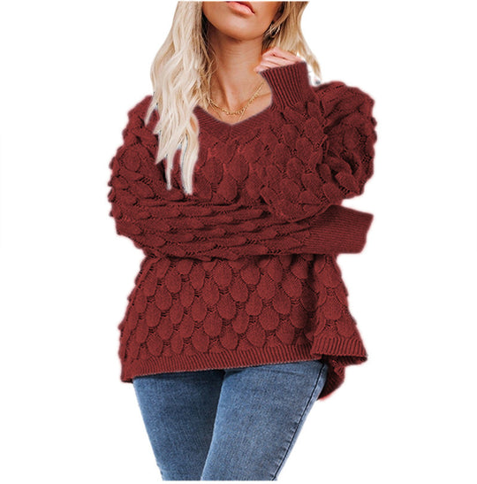 Damen Strickpullover mit strukturiertem Wabendesign R&B
