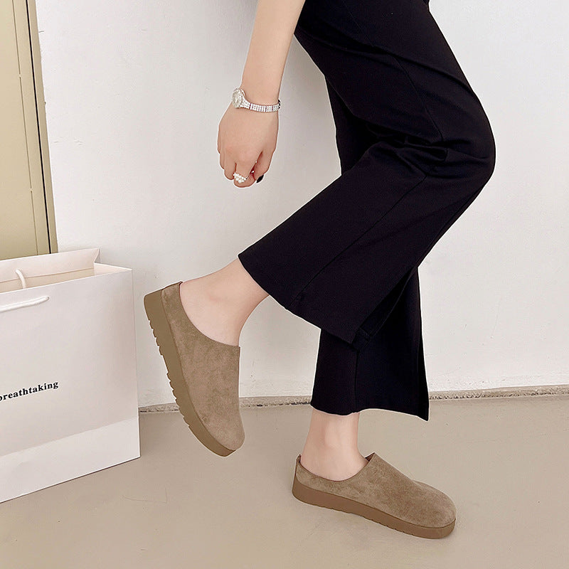 Damen rutschfeste Clogs aus weichem Veloursleder