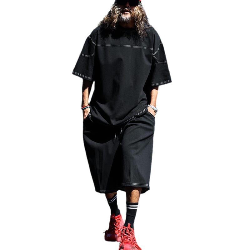 Herren lässiges Kurzarm-T-Shirt mit oversized Schnitt und komfortablen Hosen