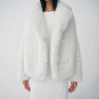 Damen Plüschige Kurzjacke mit breitem Kragen R&B