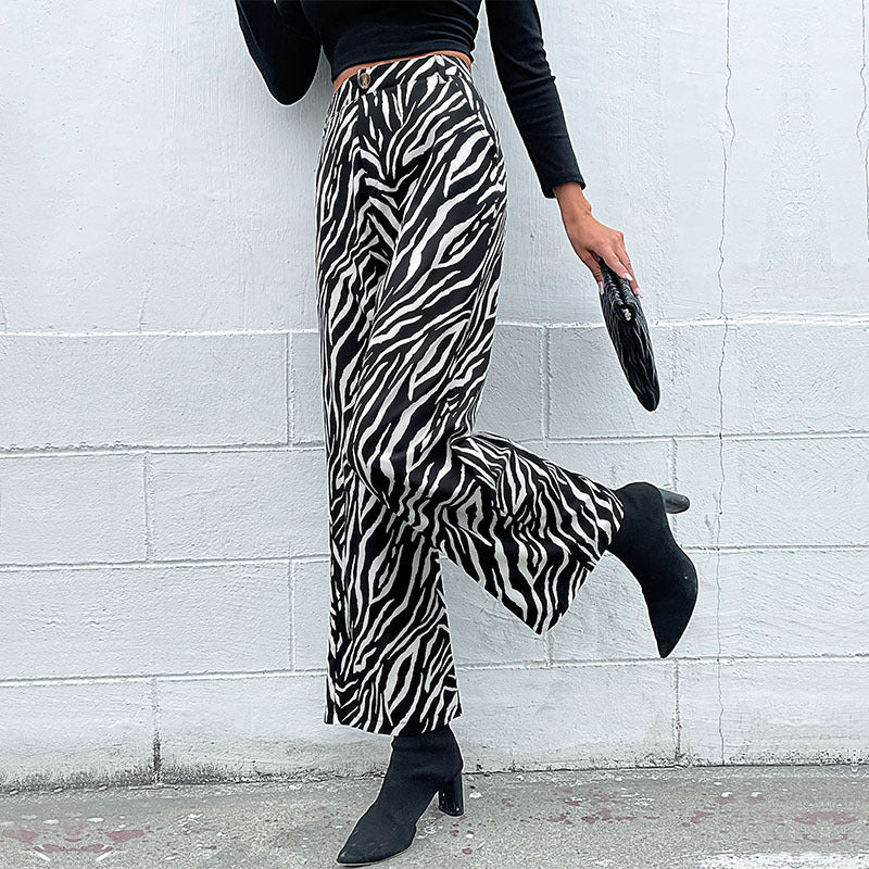 Damen Weite Palazzo-Hose mit stylischem Zebradesign R&B