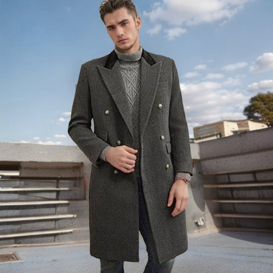 Herren Eleganter, taillierter Wollmantel R&B