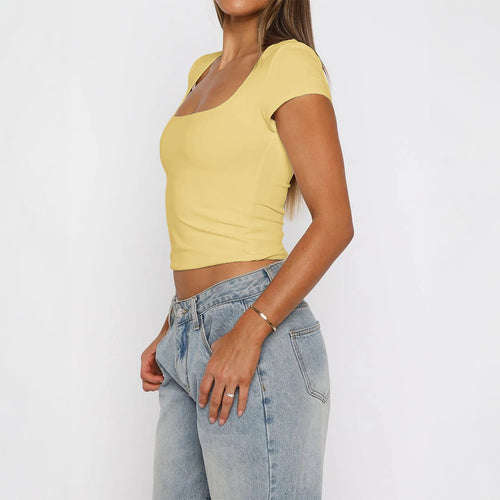 Damen Kurzarm T-Shirt mit quadratischem Ausschnitt R&B