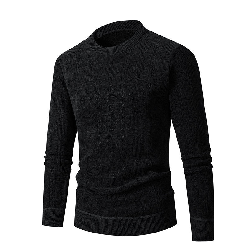 Herren Strickpullover mit strukturiertem Zopfmuster und hohem Kragen
