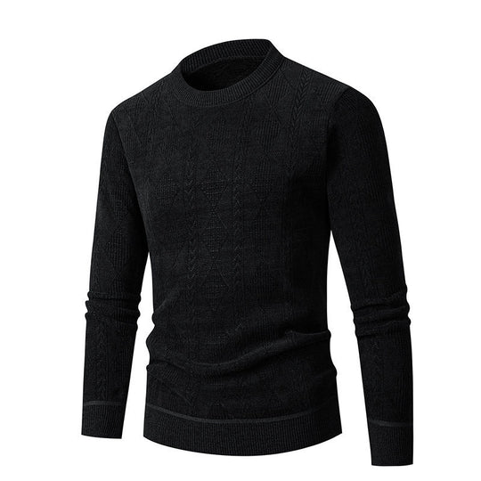 Herren Strickpullover mit strukturiertem Zopfmuster und hohem Kragen R&B