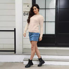 Damen luxuriöser Pullover mit weichem Strickmuster R&B