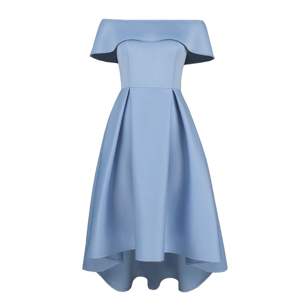 Damen A-Linien Kleid mit schulterfreiem Design und schwingendem Saum R&B