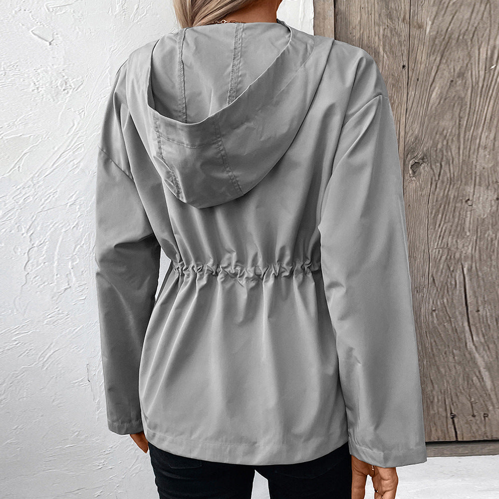 Damen leichte Kapuzenjacke mit einstellbarem Bund R&B