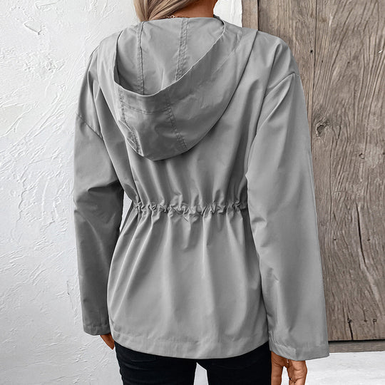 Damen leichte Kapuzenjacke mit einstellbarem Bund R&B