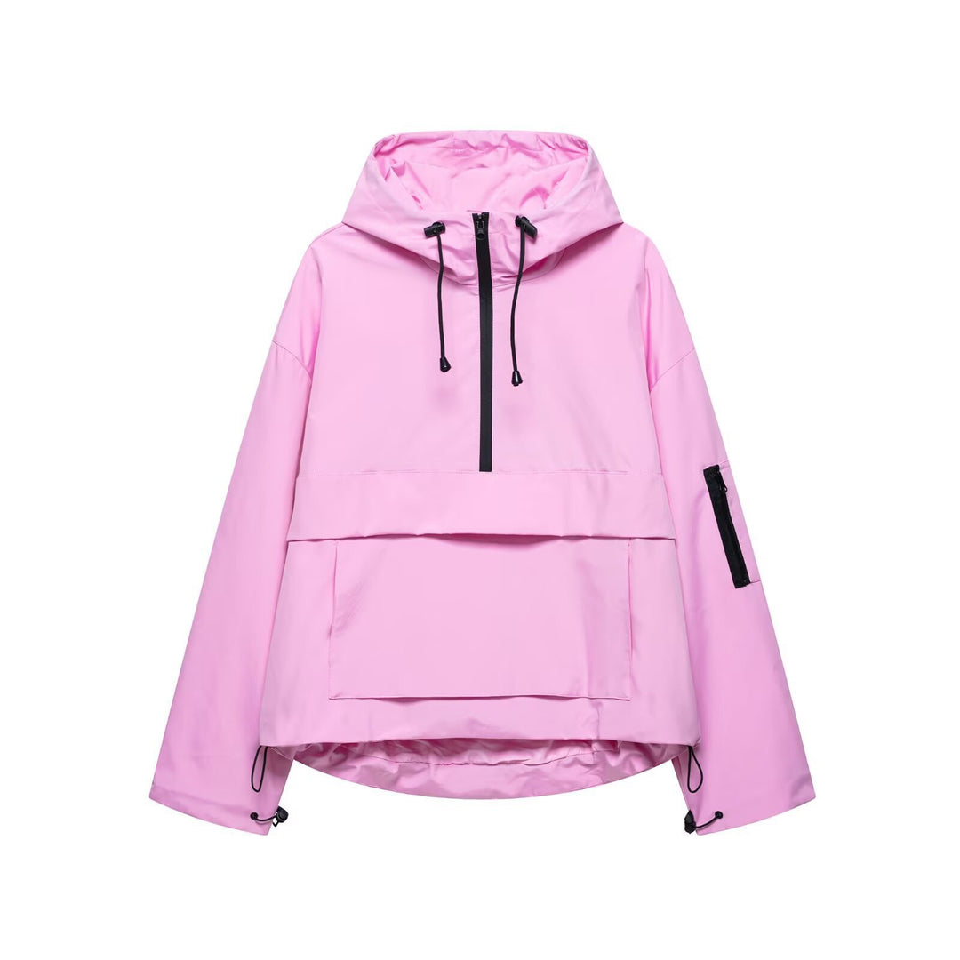 Damen funktionale Kapuzenjacke mit praktischen Taschen und verstellbarem Saum R&B