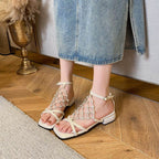 Damen elegante Riemchen-Sandalen mit funkelnden Strassdetails R&B