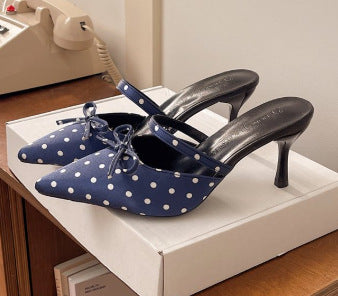 Damen Slingback-Pumps mit gepunktetem Design und elegantem Schleifchen R&B
