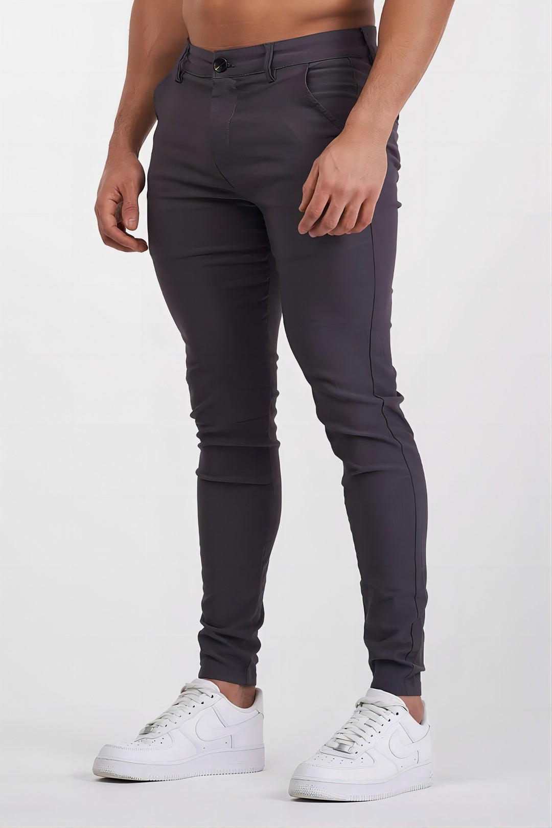 Herren eng anliegende Chinohose mit elastischem Bund und stylishem Design R&B