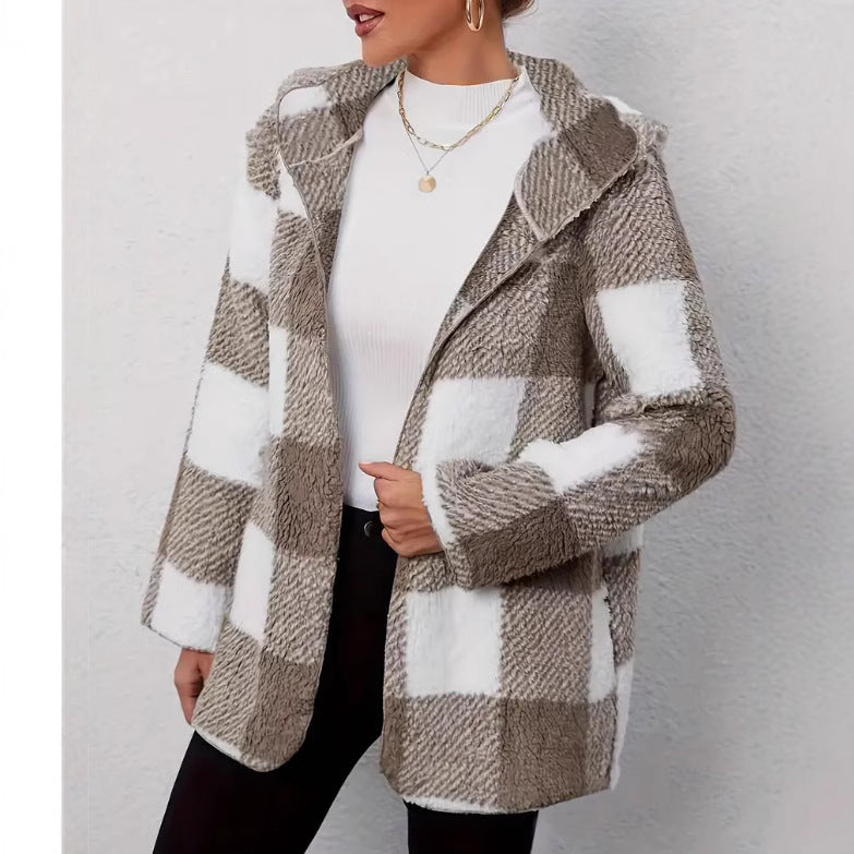 Damen Teddyjacke im modernen Karomuster R&B