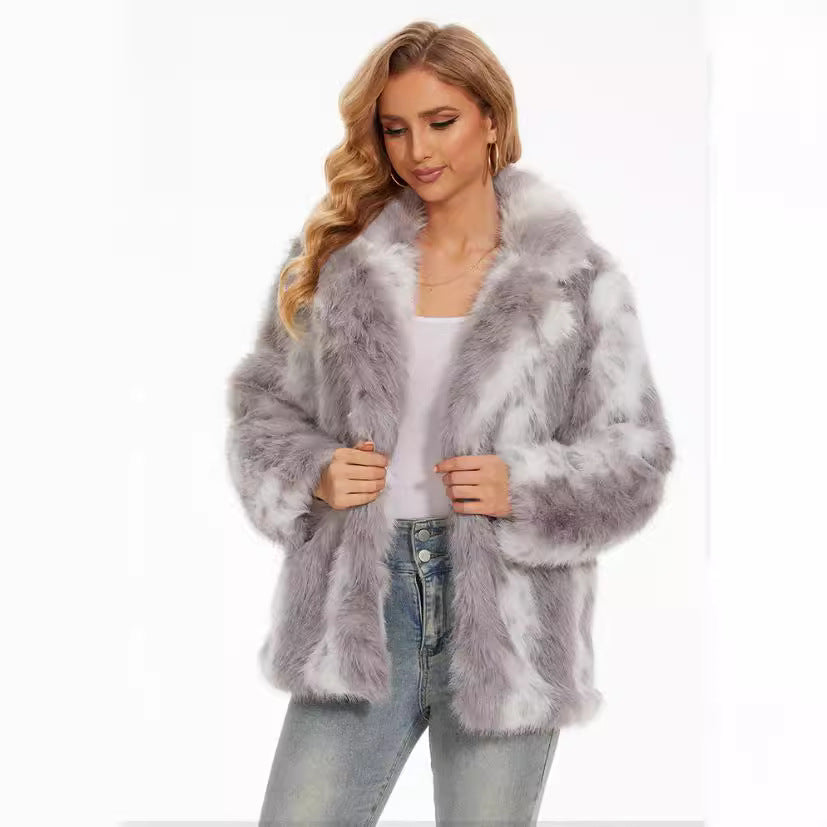 Damen Fuzzy Oversized Jacke R&B