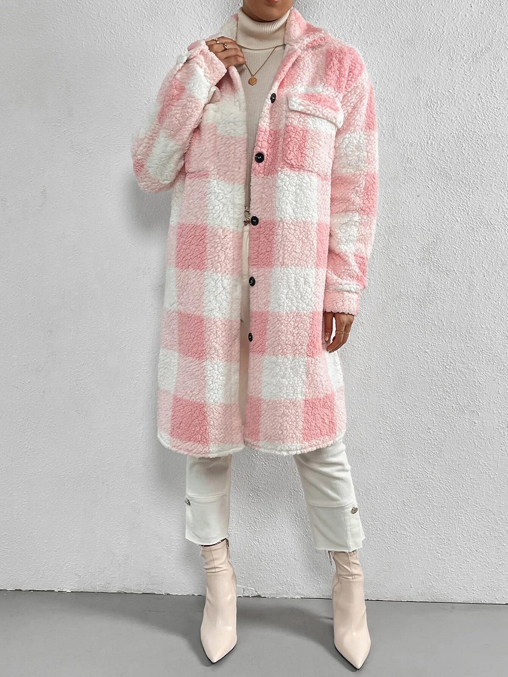 R&B | Weiche Teddyjacke mit Karomuster Warm und Komfortabel Perfekt für Den Herbst