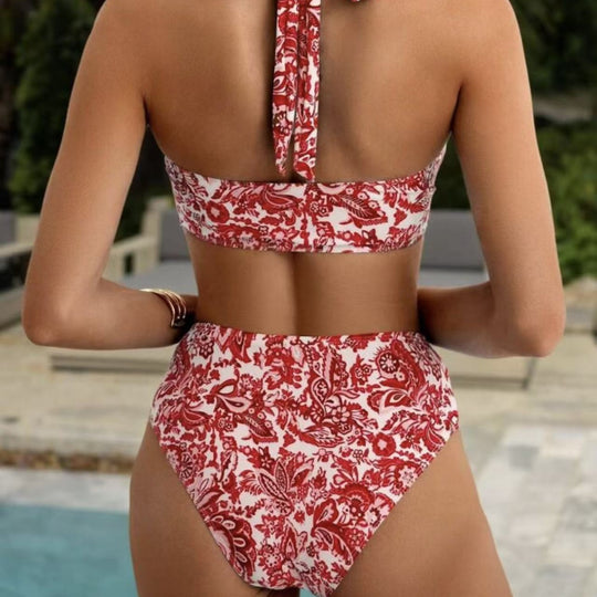 Damen Bikini-Set mit hoch taillierter Hose und schickem Halterneck R&B