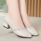 Damen elegante Pumps mit funkelndem Strass und komfortablem Blockabsatz