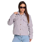 Damen kuschelige Fleecejacke mit aufgesetzten Taschen und Knopfdetails R&B