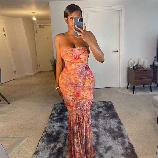 Damen Meerjungfrau Maxikleid mit schulterfreiem Design und raffinierten Drapierungen R&B