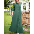 Damen Langarmhemdkleid mit Knopfdetails und raffiniertem Schnitt R&B