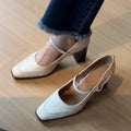 Damen elegante Slingback-Pumps mit spitzem Zehenbereich und modischer Schnalle R&B