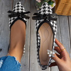 Damen spitze Ballerinas mit modischem Punkte-Muster und eleganten Schleifen R&B
