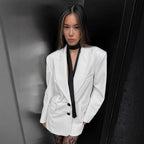 Damen Eleganter Oversized Blazer mit tiefem Schnitt und großen Pattentaschen R&B