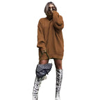 Damen Oversized Strickpullover mit hohem Kragen und Waffelmuster R&B