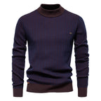 Herren Feinstrickpullover mit Rollkragen und Streifenmuster