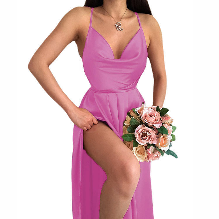 Damen Hochzeitskleid mit elegantem V-Ausschnitt und fließendem Rock R&B