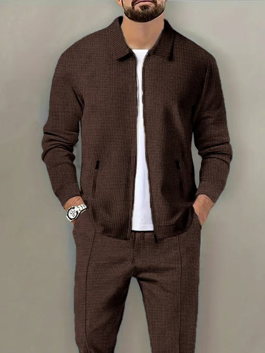 Herren modische Sweatjacke mit strukturierter Oberfläche und praktischen Reißverschlusstaschen R&B