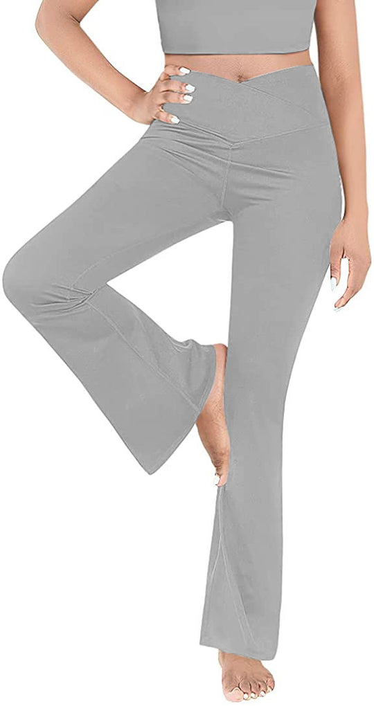 Damen Bootcut Yoga-Hose aus elastischem Material mit hohem Bund R&B