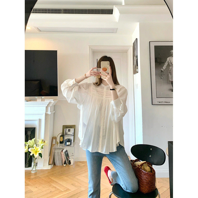 Damen bestickte Knopfleistenbluse R&B