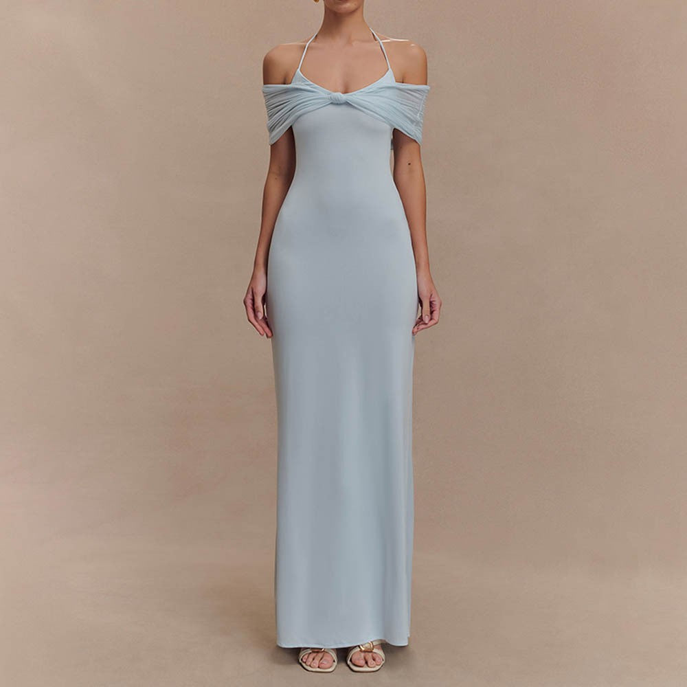 Damen Elegantes Maxi-Kleid mit schulterfreien Raffungen R&B