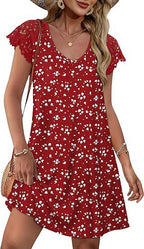 Damen Sommerkleid mit eleganten Spitzenärmeln und floralem Muster R&B