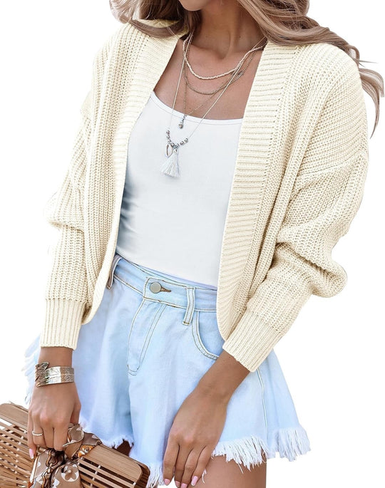 Damen Grobstrickcardigan mit weiten Ärmeln und offener Front R&B