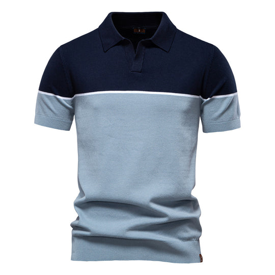 Herren Polo-Shirt mit kontrastierendem Farbblockdesign und hochwertiger Piqué-Textur R&B