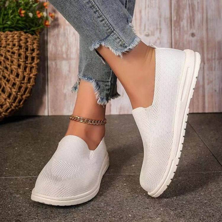 Damen Atmungsaktive Slip-On Sneakers mit elastischem Strickoberteil und bequemer Sohle R&B
